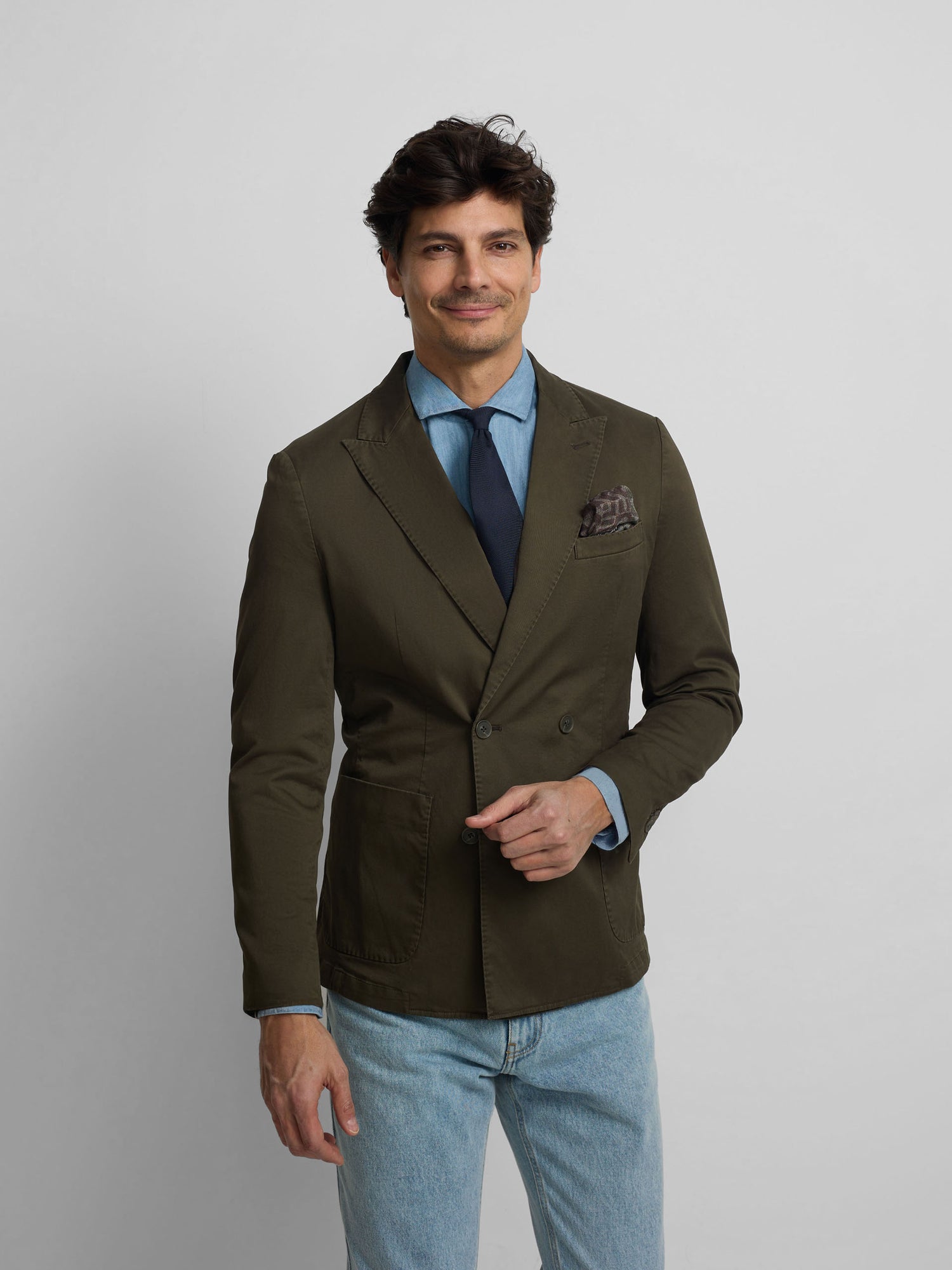 Americana cruzada casual verde