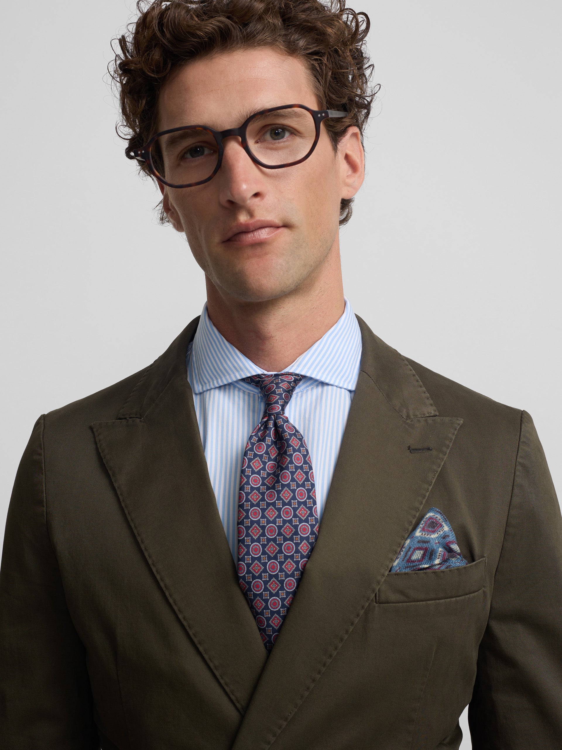 Green casual double-breasted blazer