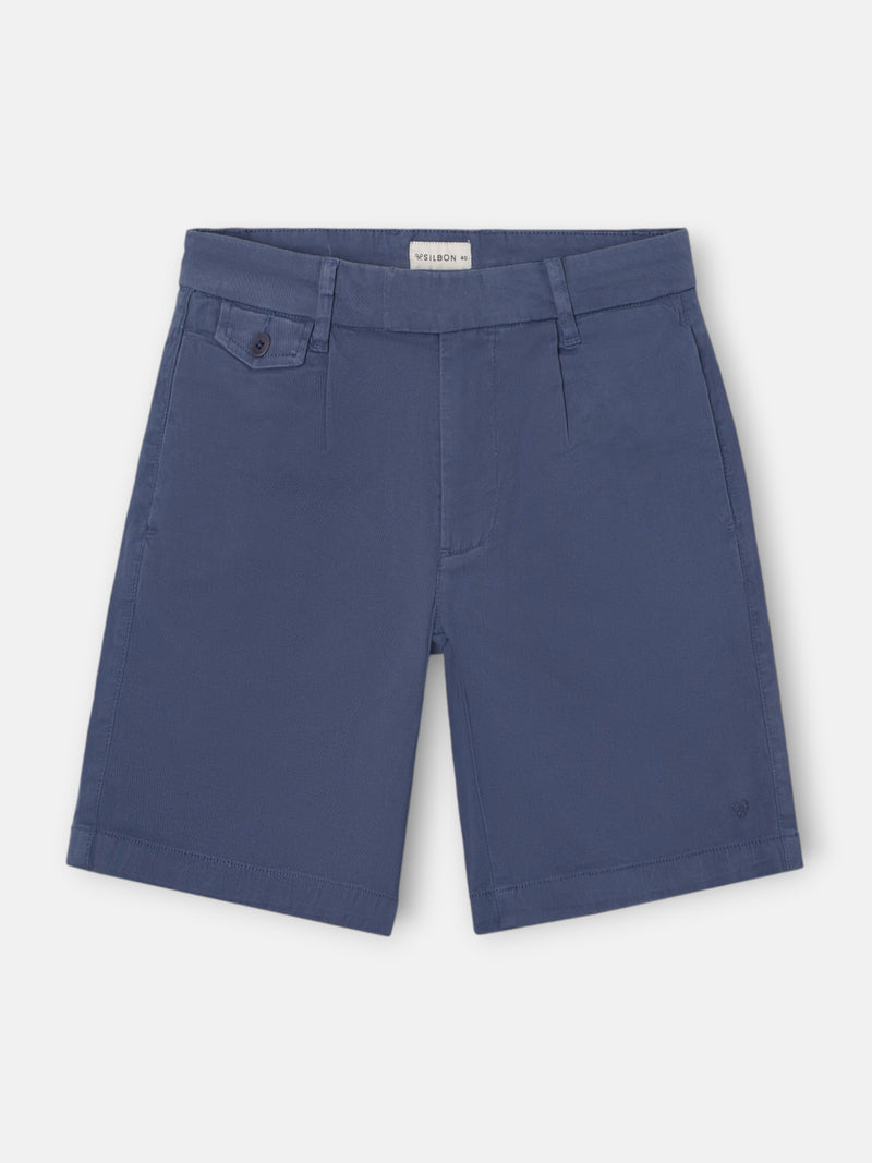 Bermuda clássica com pinça azul índigo