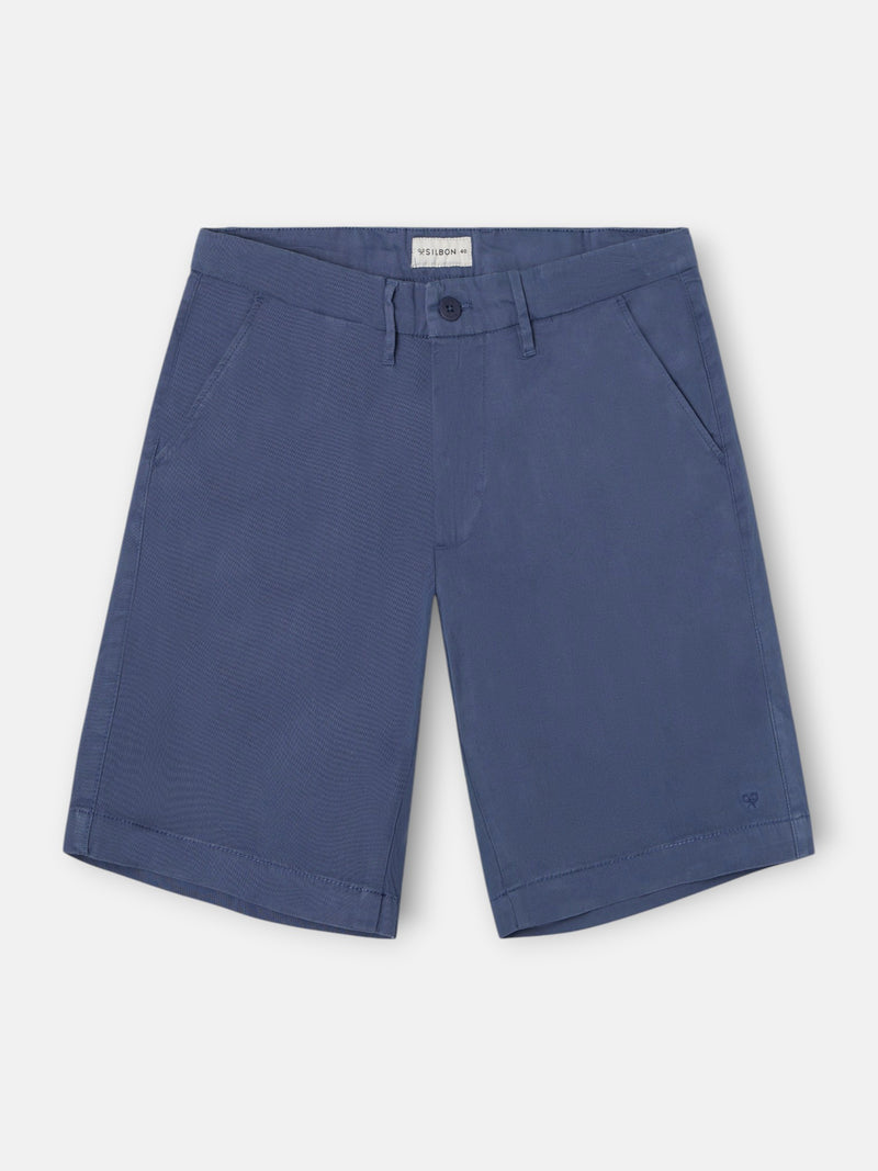 Plain indigo blue Bermuda shorts