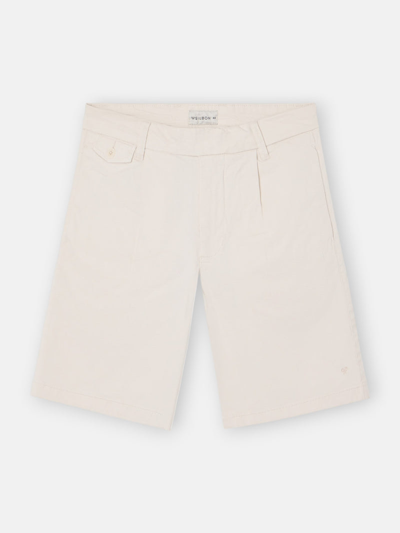 Classic pleated stone Bermuda shorts