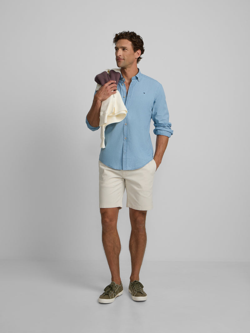 Classic pleated stone Bermuda shorts
