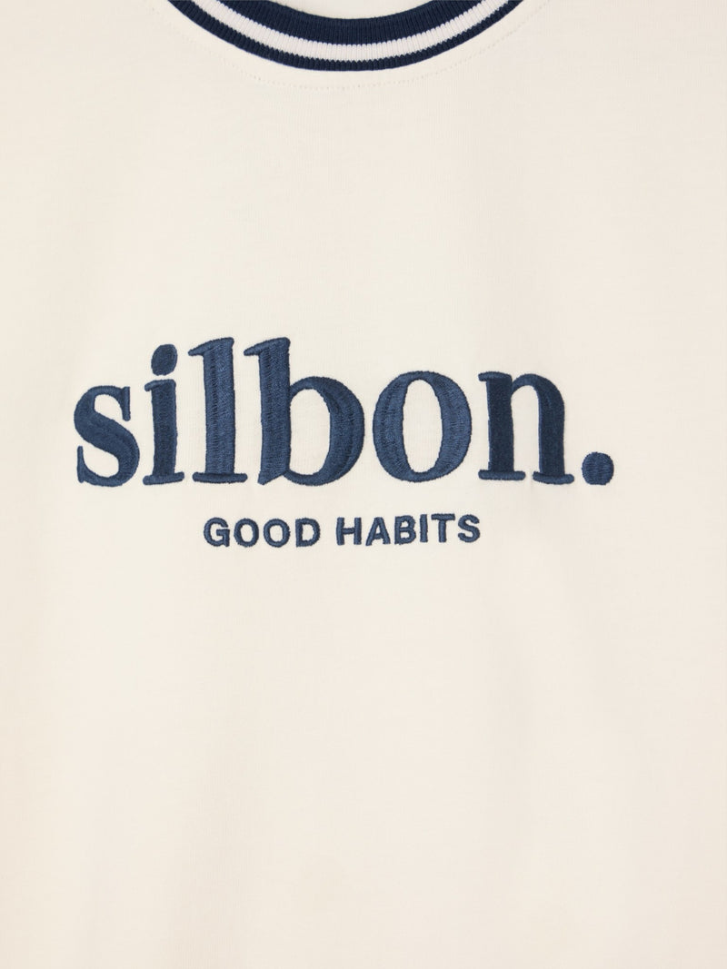 T-shirt good habits creme azul-marinho