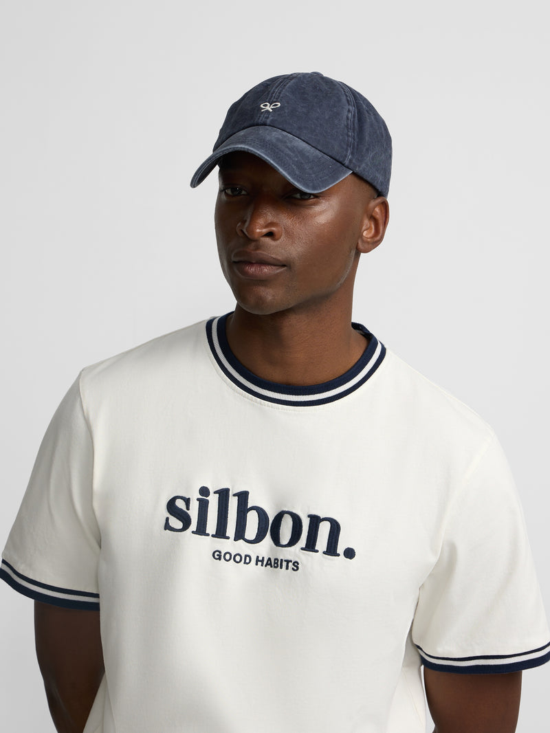 T-shirt good habits creme azul-marinho