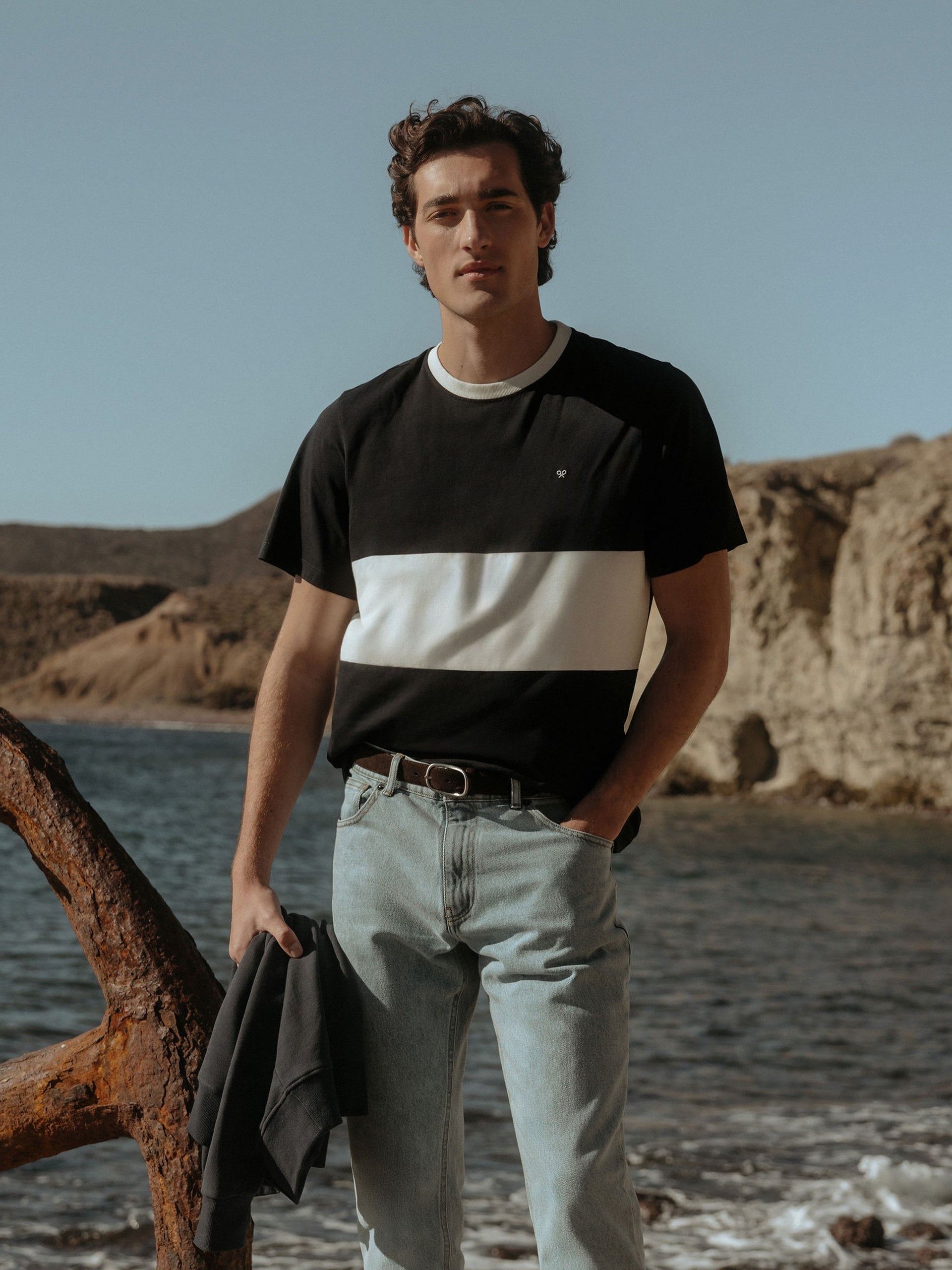 T-shirt de croisière à rayures horizontales bleu marine