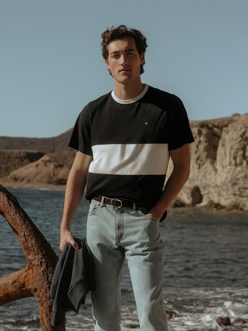 Navy blue cruise horizontal stripe t-shirt