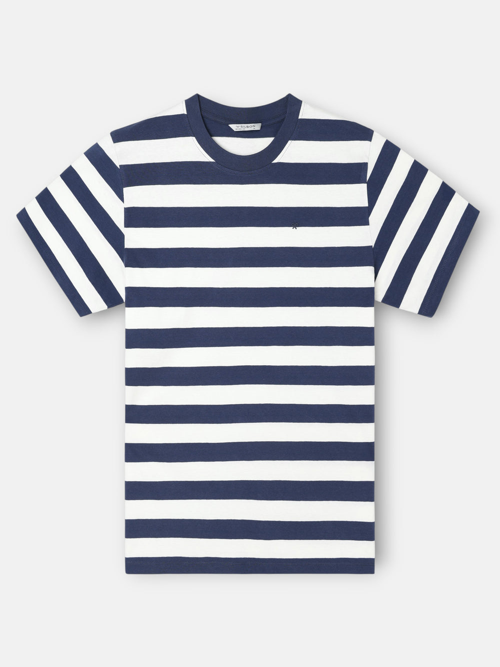 Camiseta minilogo rayas azul marino