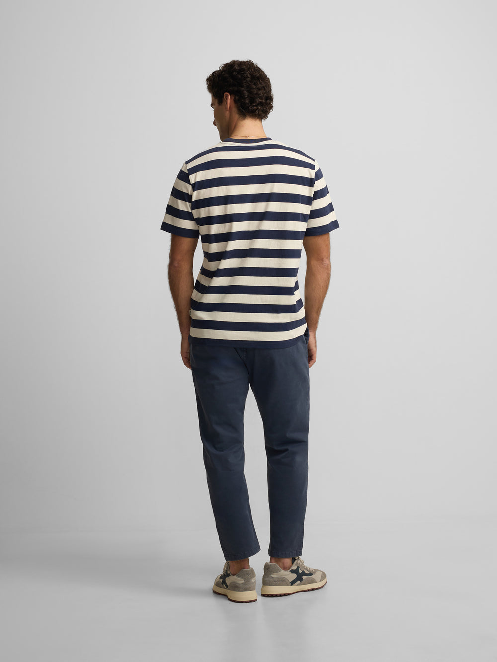 Camiseta minilogo rayas azul marino