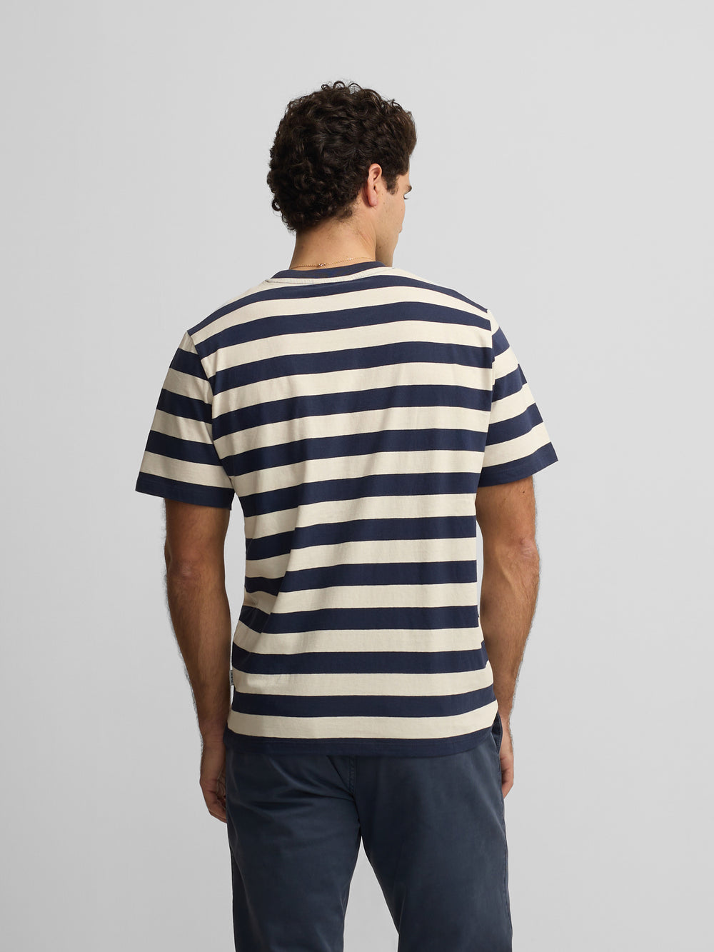 Camiseta minilogo rayas azul marino