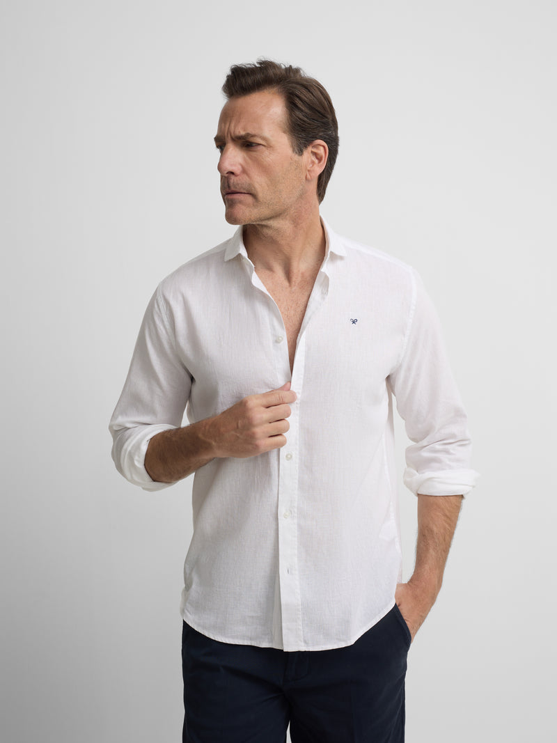 Camisa sport lino blanca