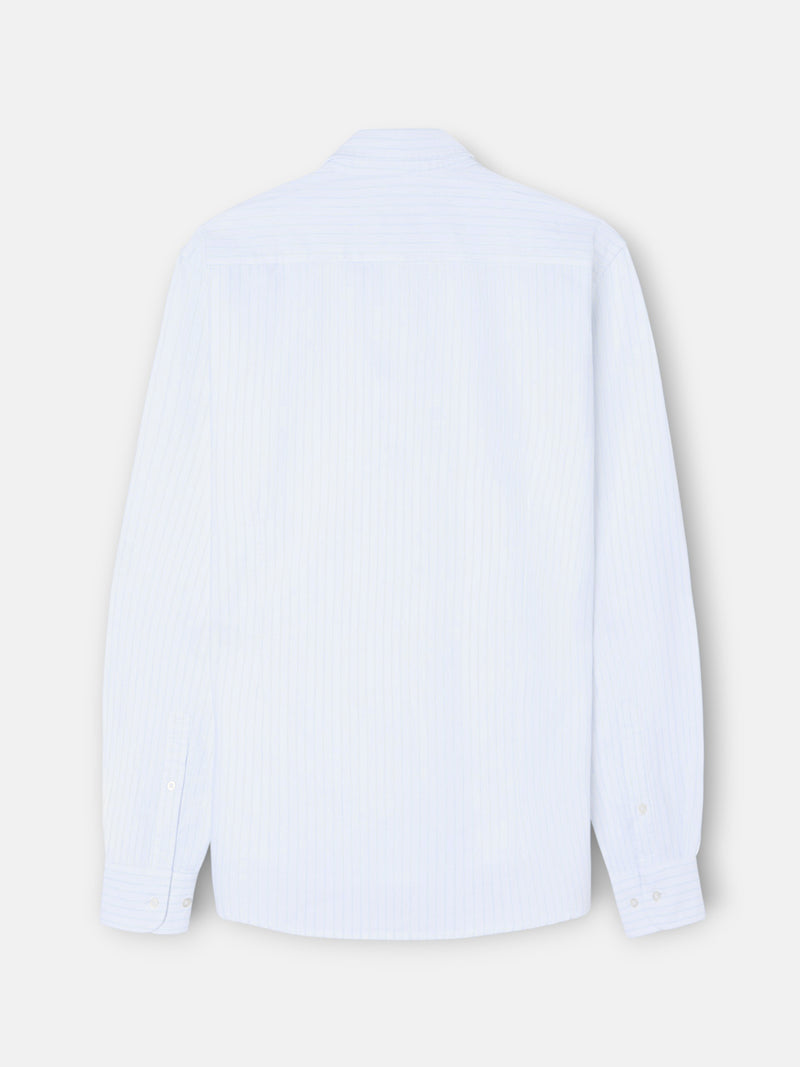 Camisa sport oxford riscas azul-claro branca