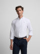 Camisa sport oxford rayas celestes blanca