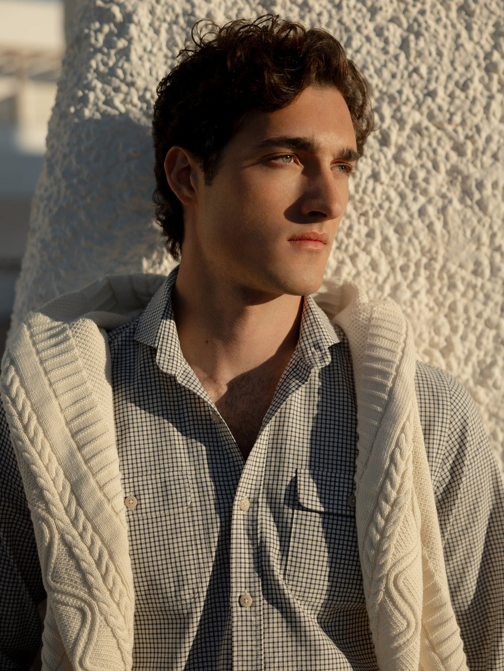 Camisa bolsos xadrez cruise azul-marinho