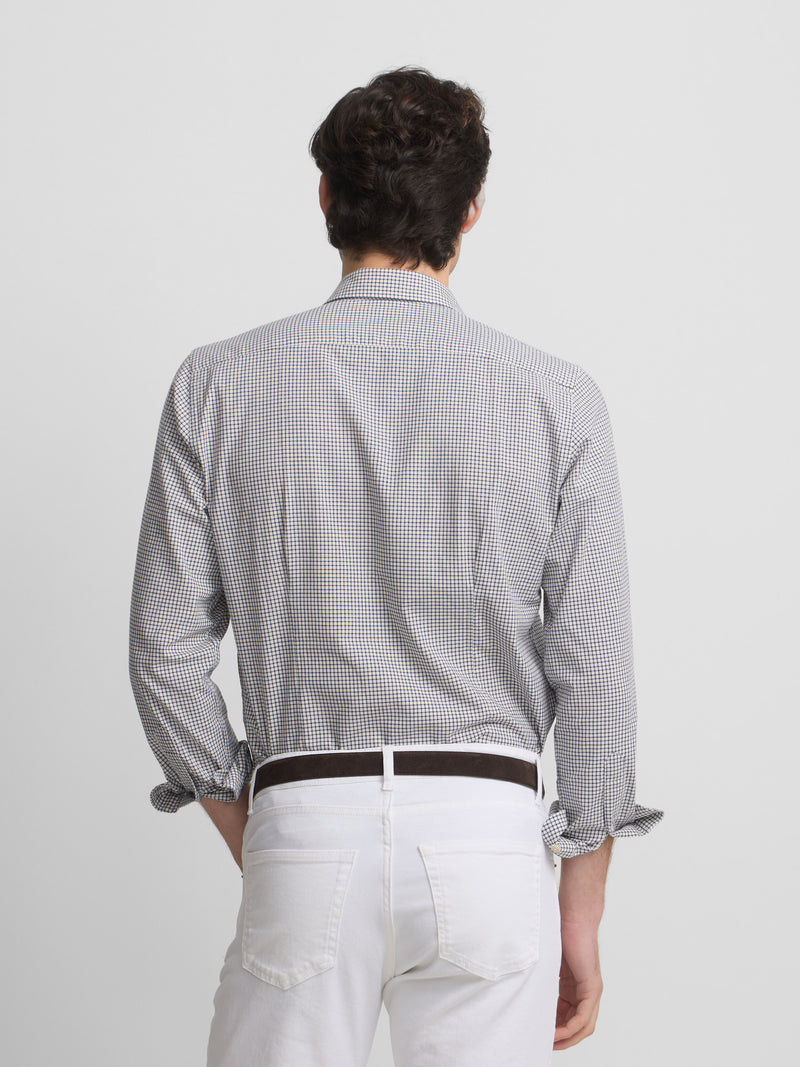 Navy blue cruise checkered pocket shirt