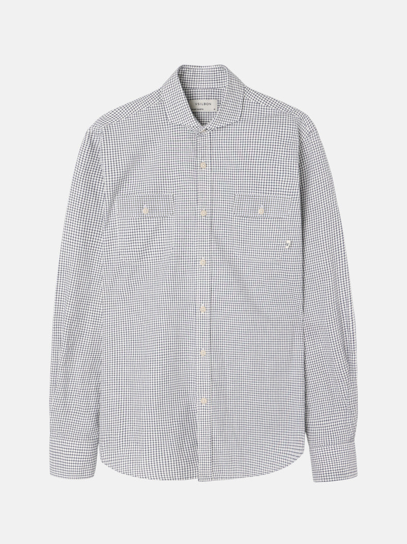 Navy blue cruise checkered pocket shirt