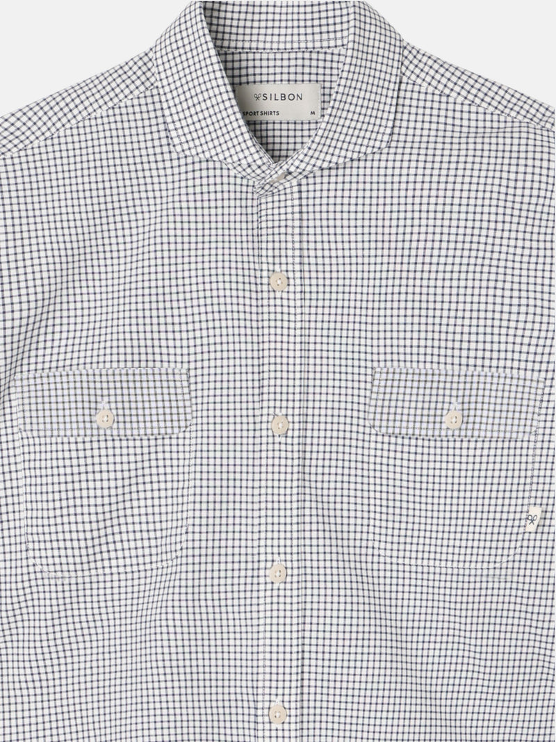 Navy blue cruise checkered pocket shirt
