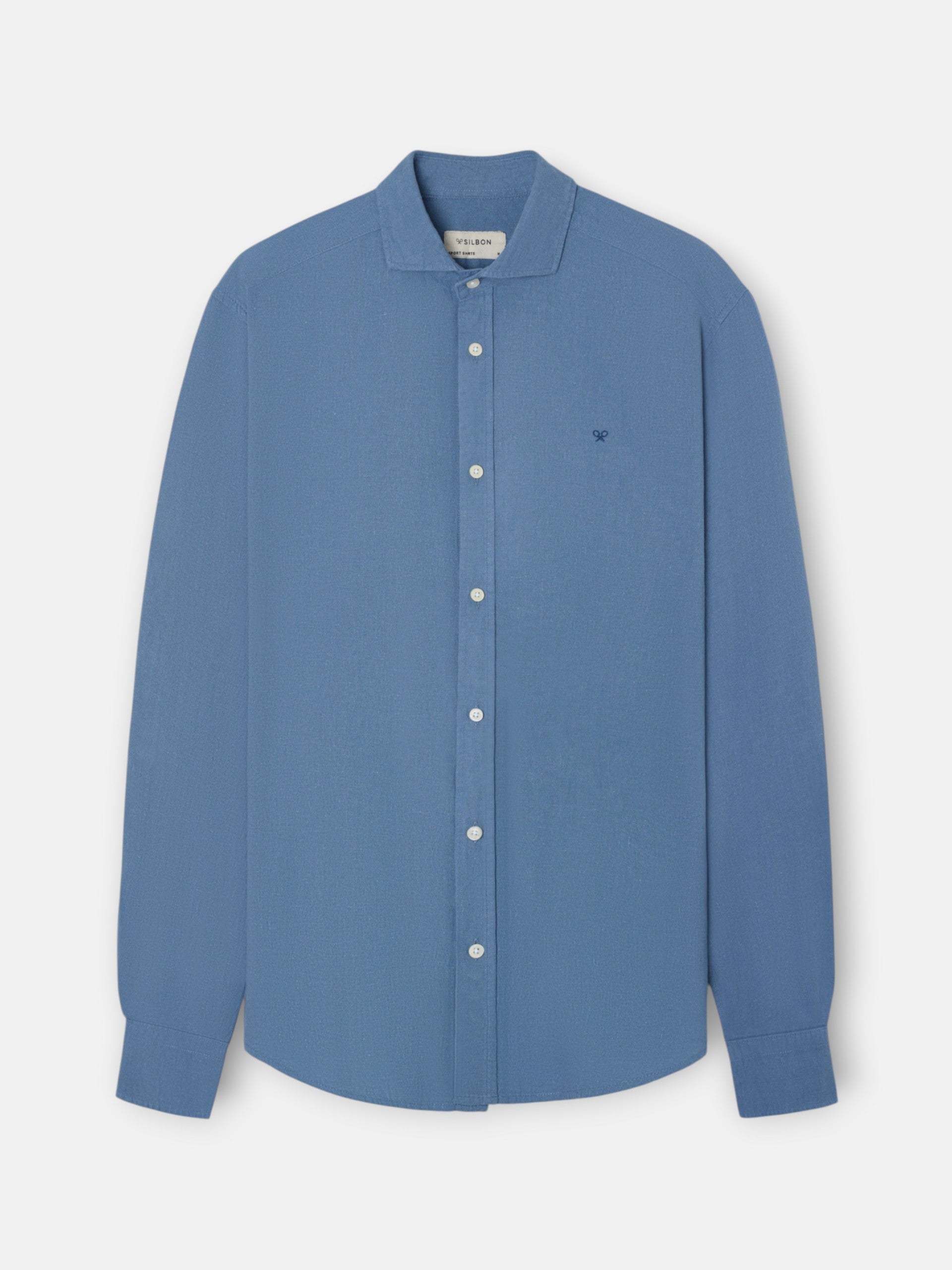 Mid-blue linen sports shirt