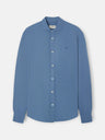 Camisa sport lino azul medio