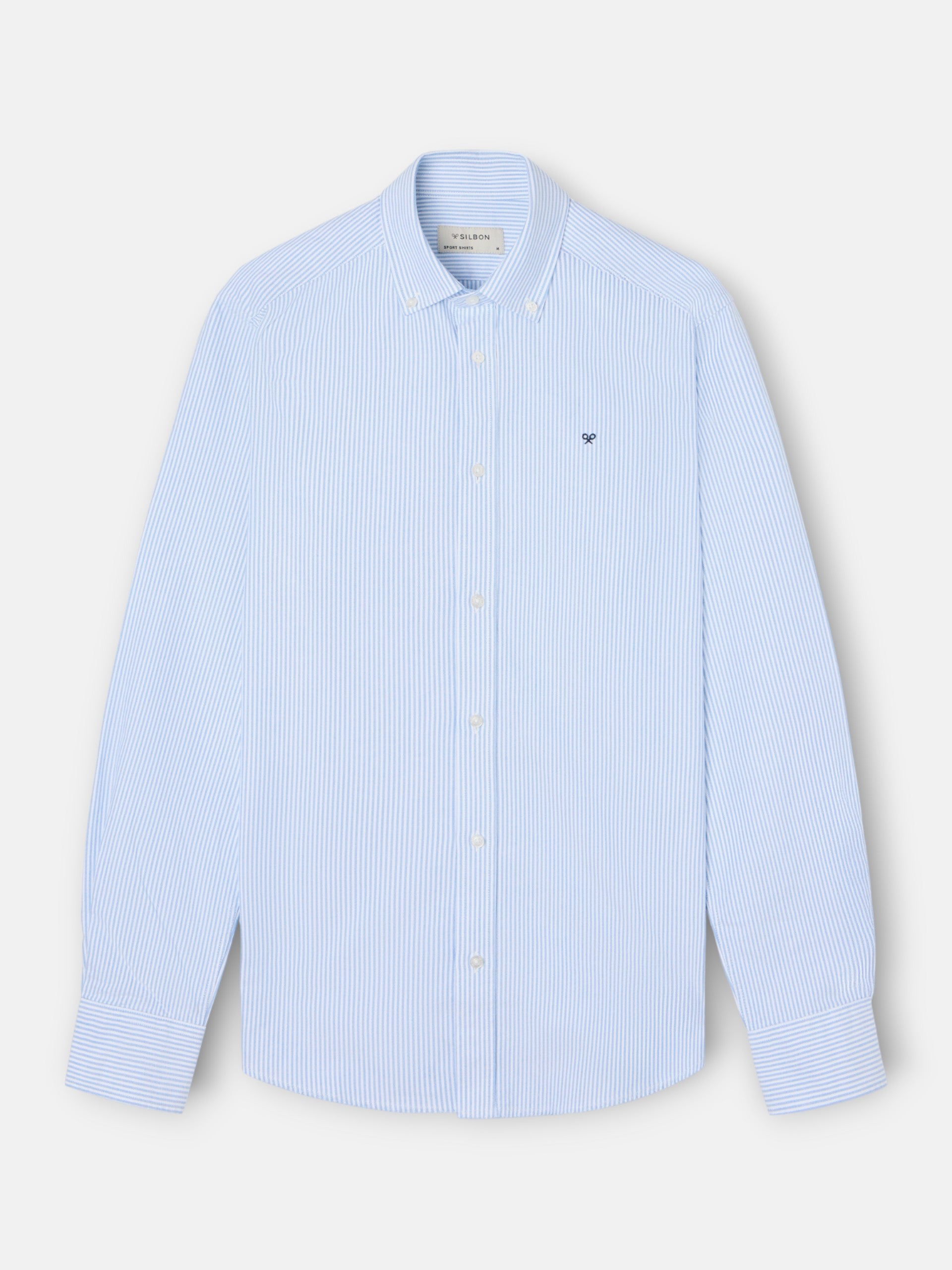 Camisa sport oxford riscas azul