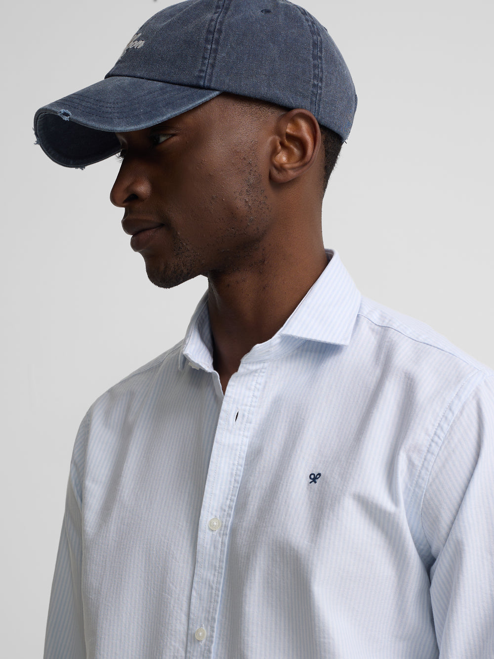 Camisa sport oxford rayas azul