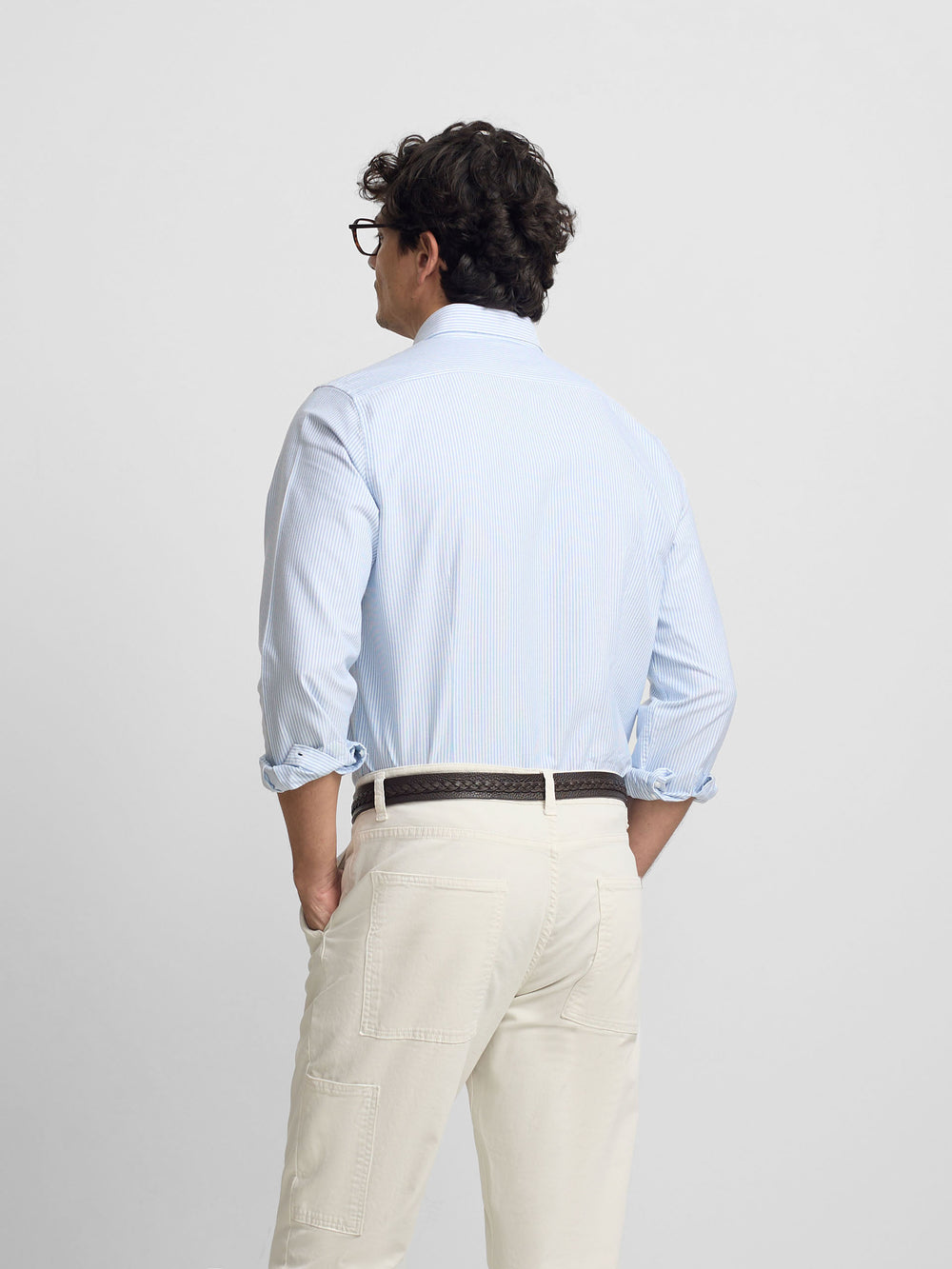 Camisa sport oxford riscas azul