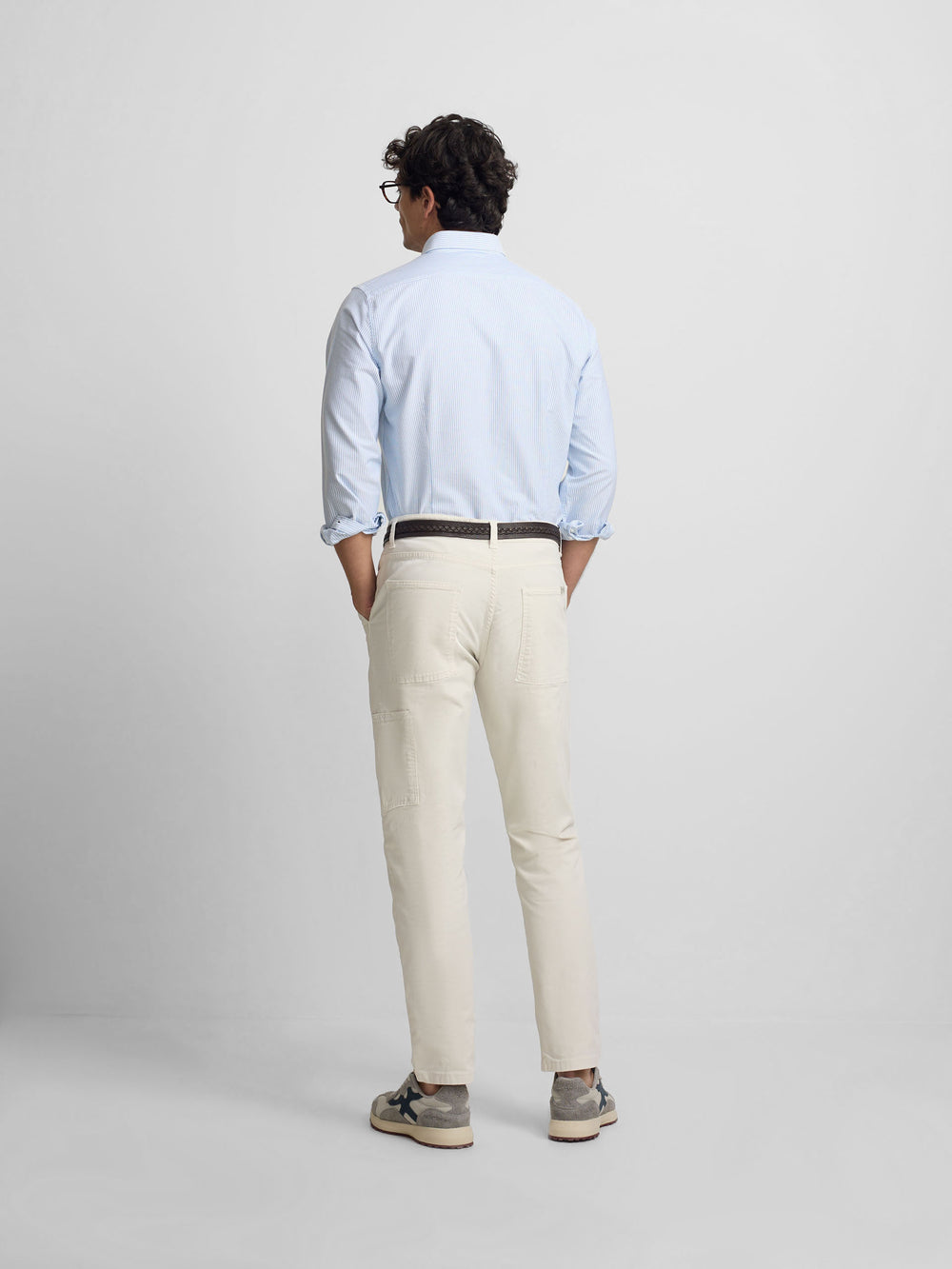 Camisa sport oxford riscas azul