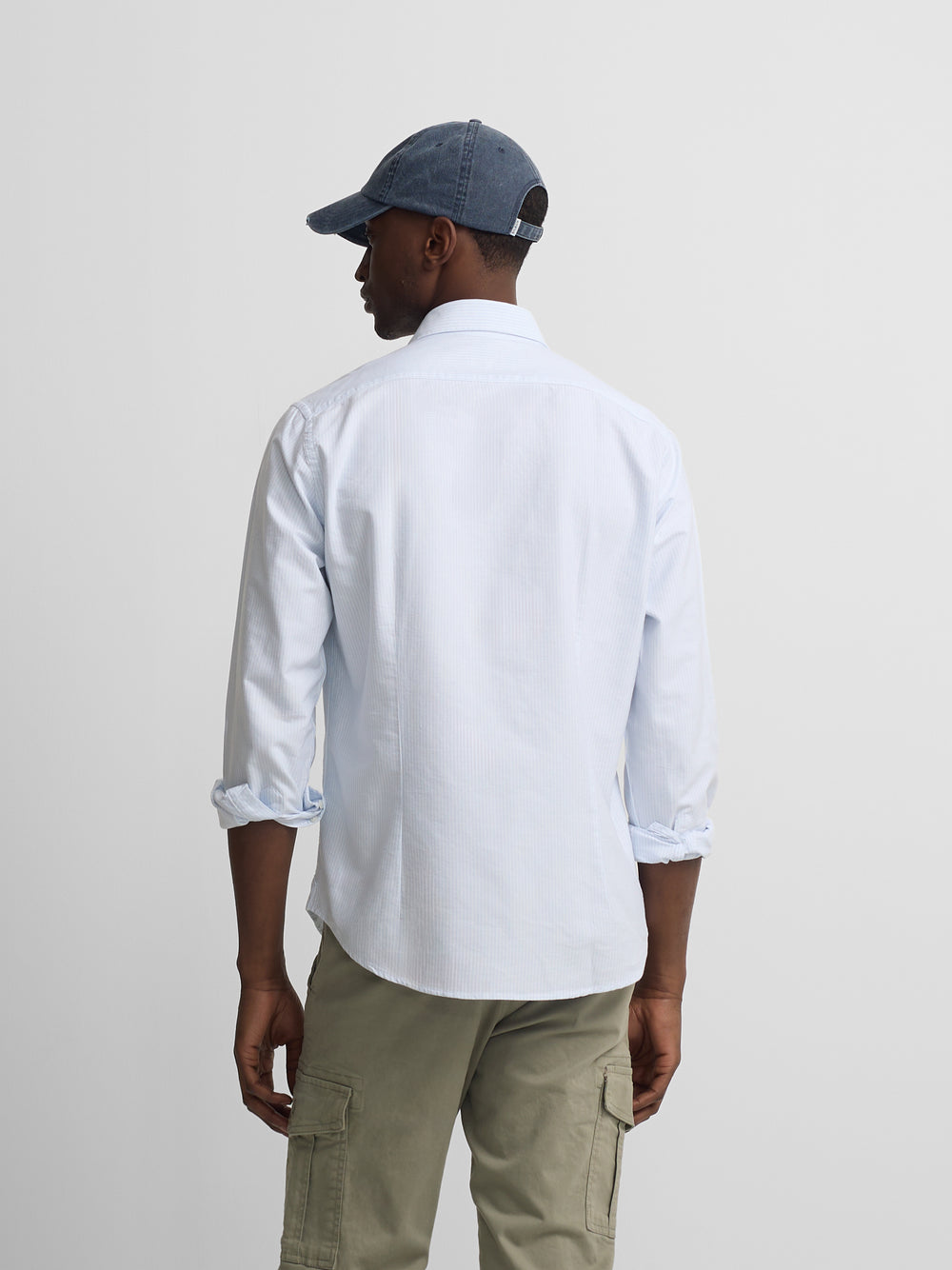 Camisa sport oxford rayas azul