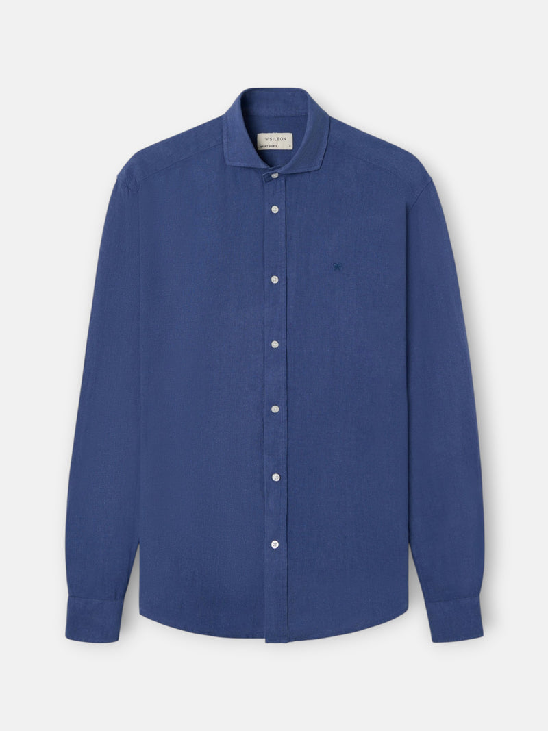 Camisa sport lino azul