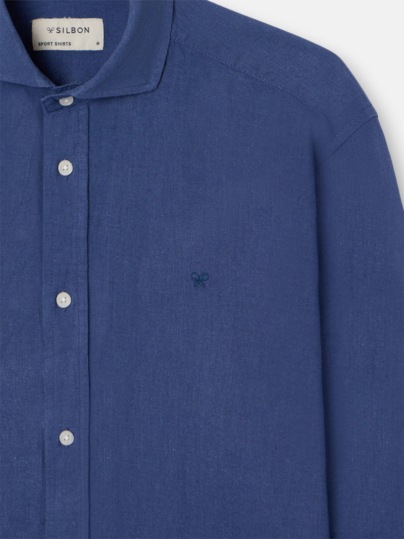 Camisa sport lino azul