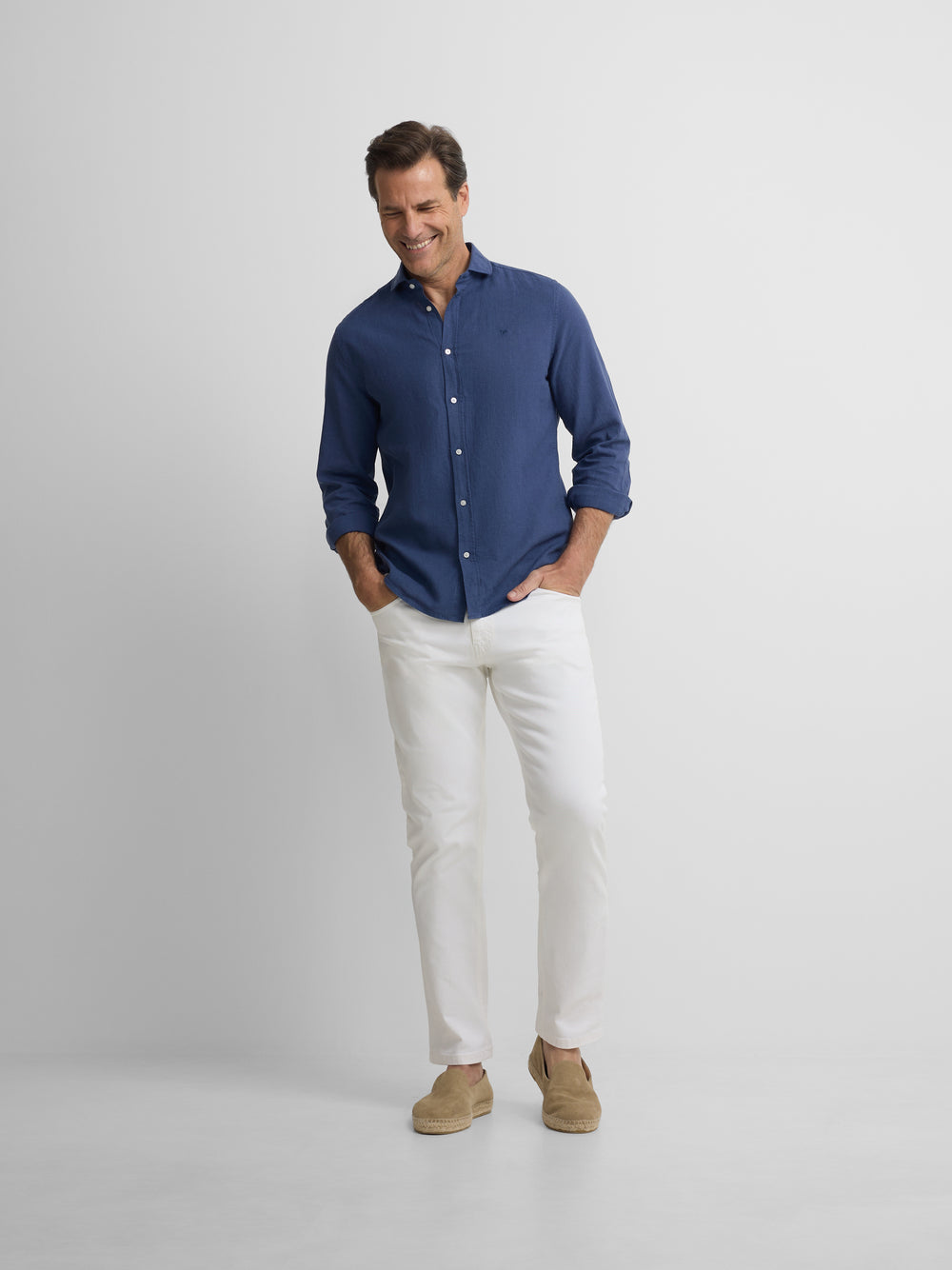 Camisa sport lino azul