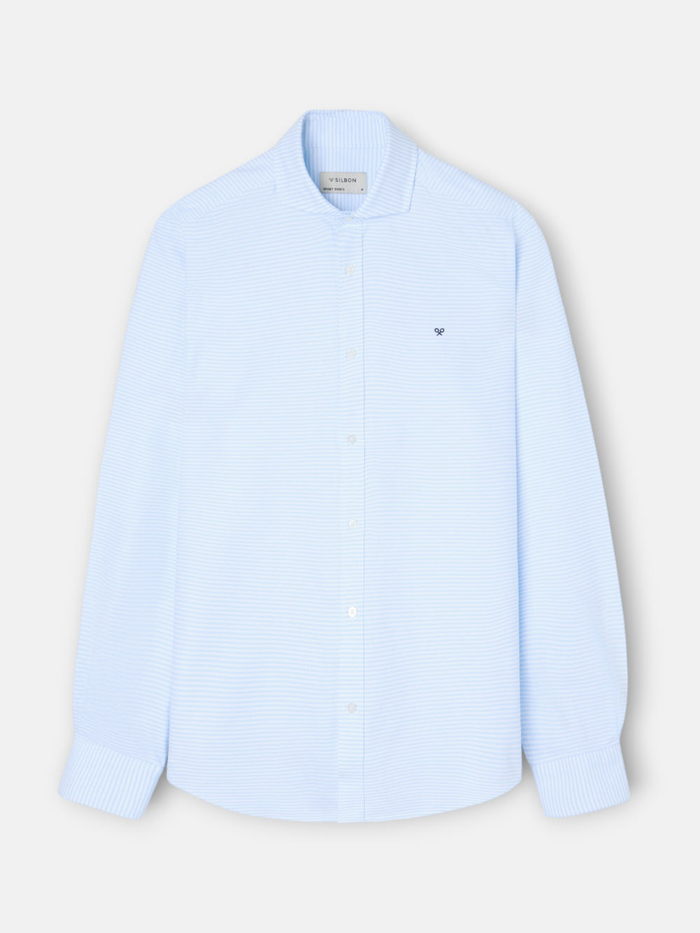 Camisa sport oxford riscas horizontais azul-claro