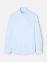Camisa sport oxford riscas horizontais azul-claro