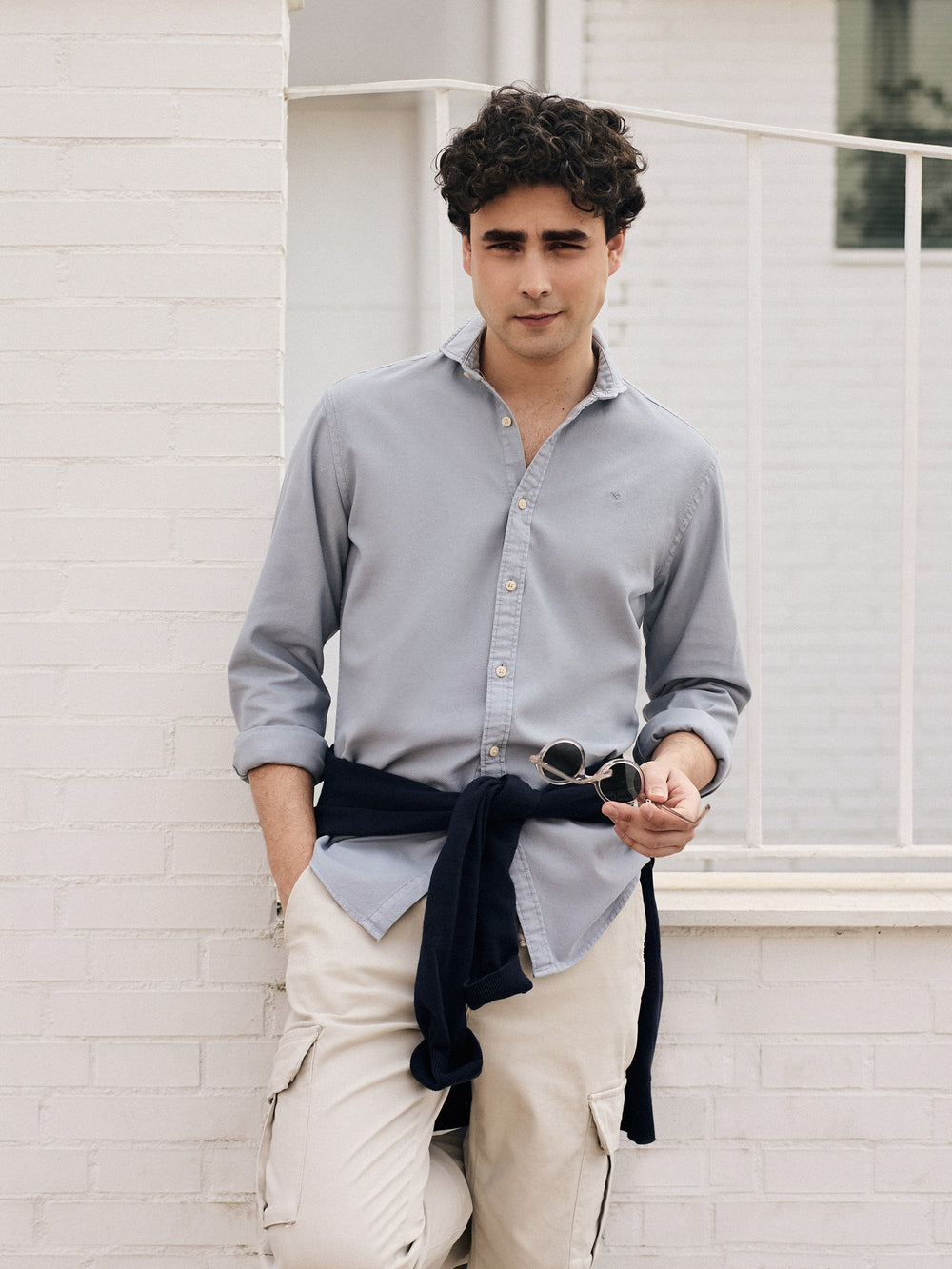 blue-gray structured logo sport shirt