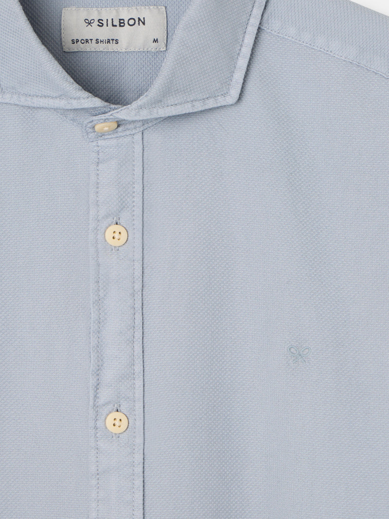 Chemise sport structurée logo bleu gris
