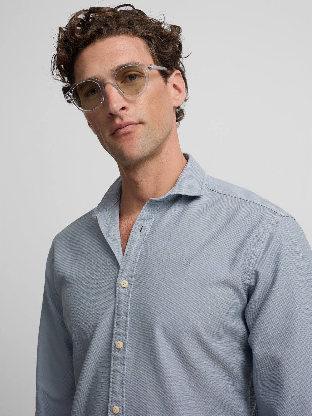 blue-gray structured logo sport shirt