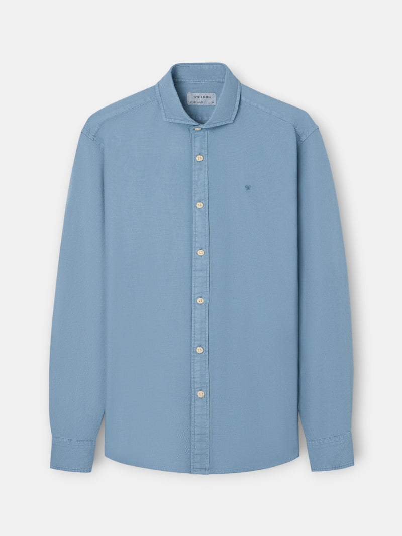 Chemise sport à structure logo bleu indigo