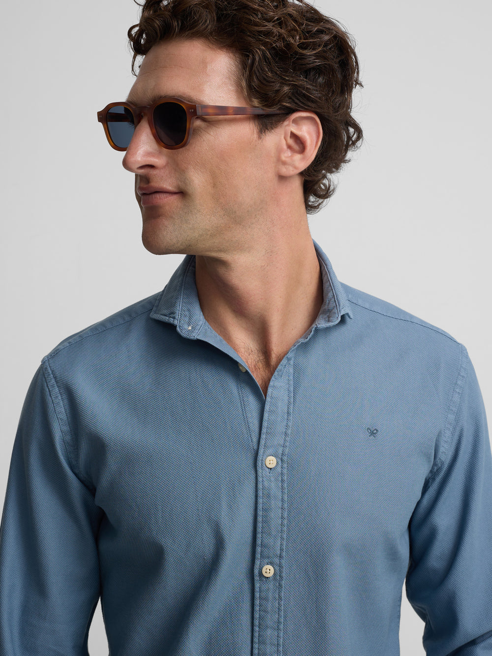 Camisa sport estrutura logótipo azul índigo