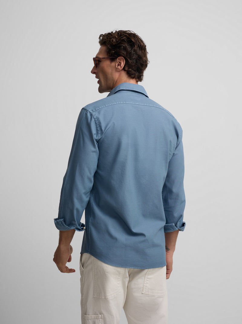 Chemise sport à structure logo bleu indigo