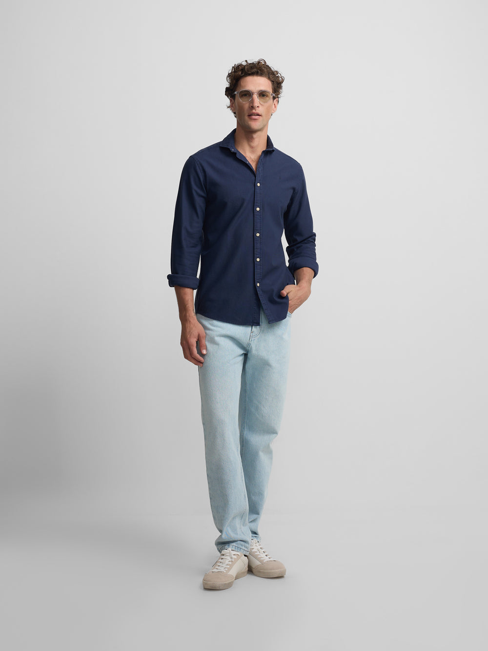 Camisa sport estrutura logótipo azul-marinho