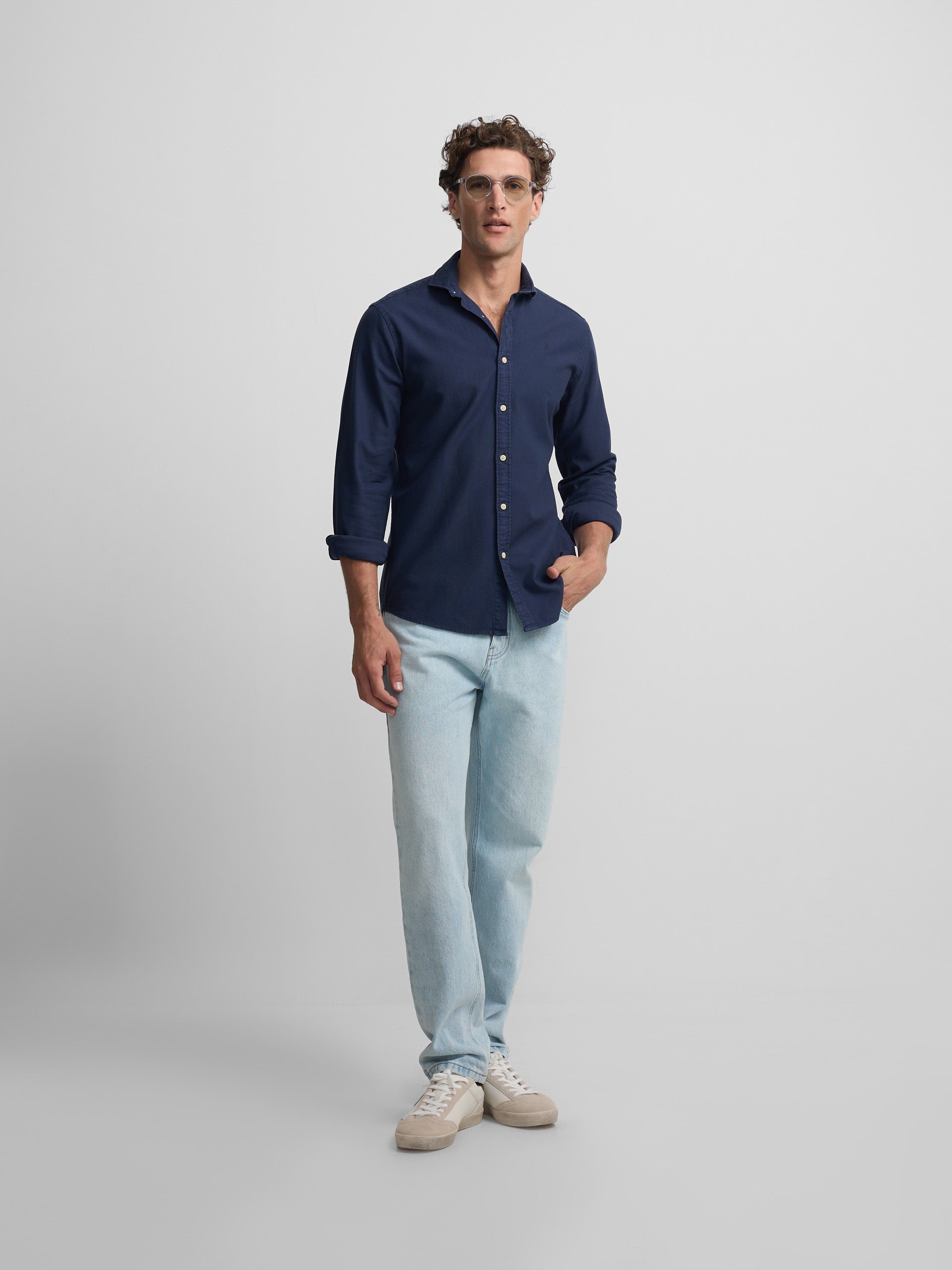 Camisa sport estrutura logótipo azul-marinho