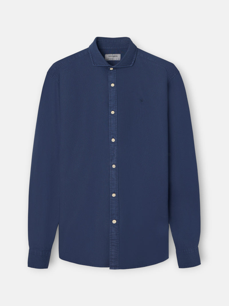 Chemise sport à structure logo bleu marine