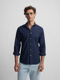 Chemise sport à structure logo bleu marine
