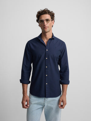 Chemise sport à structure logo bleu marine