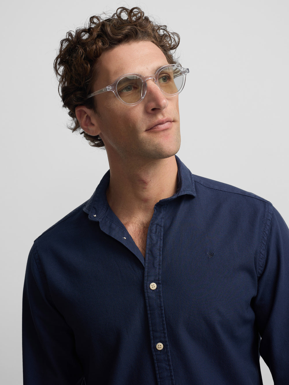 Camisa sport estrutura logótipo azul-marinho