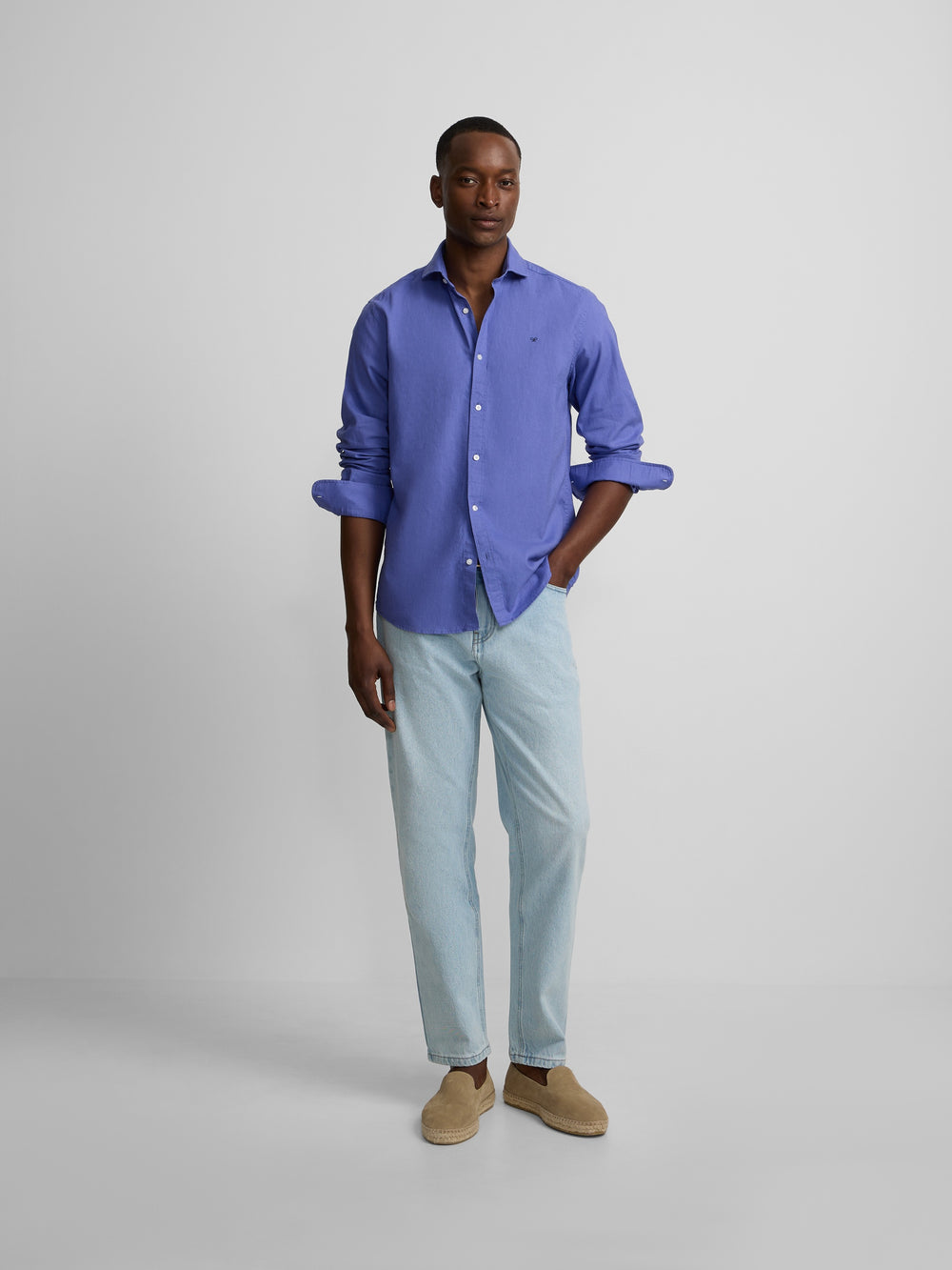 Blue summer linen sport shirt