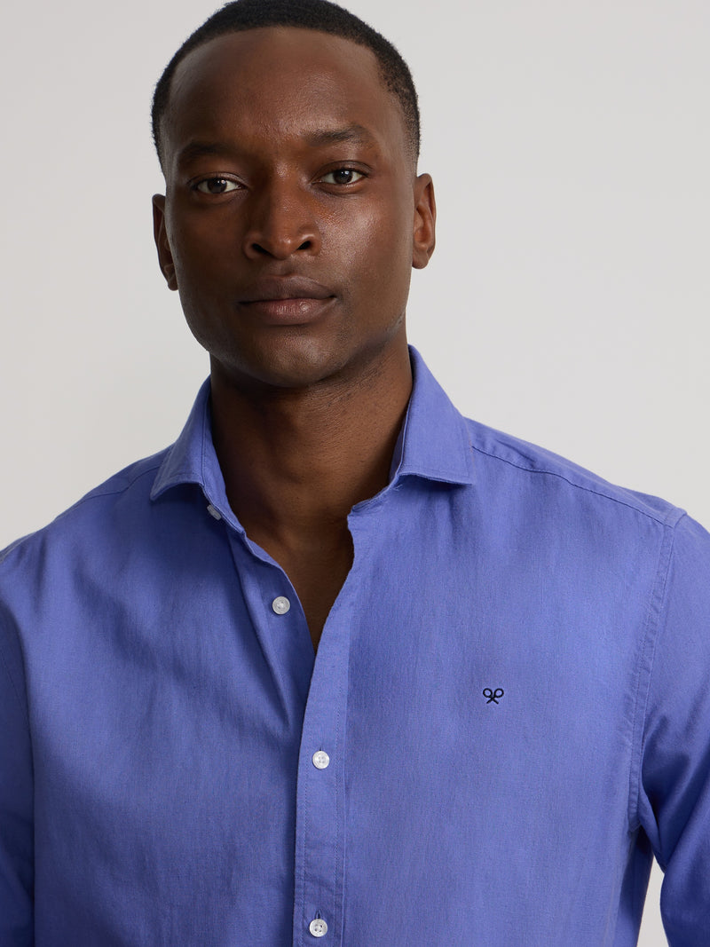 Blue summer linen sport shirt