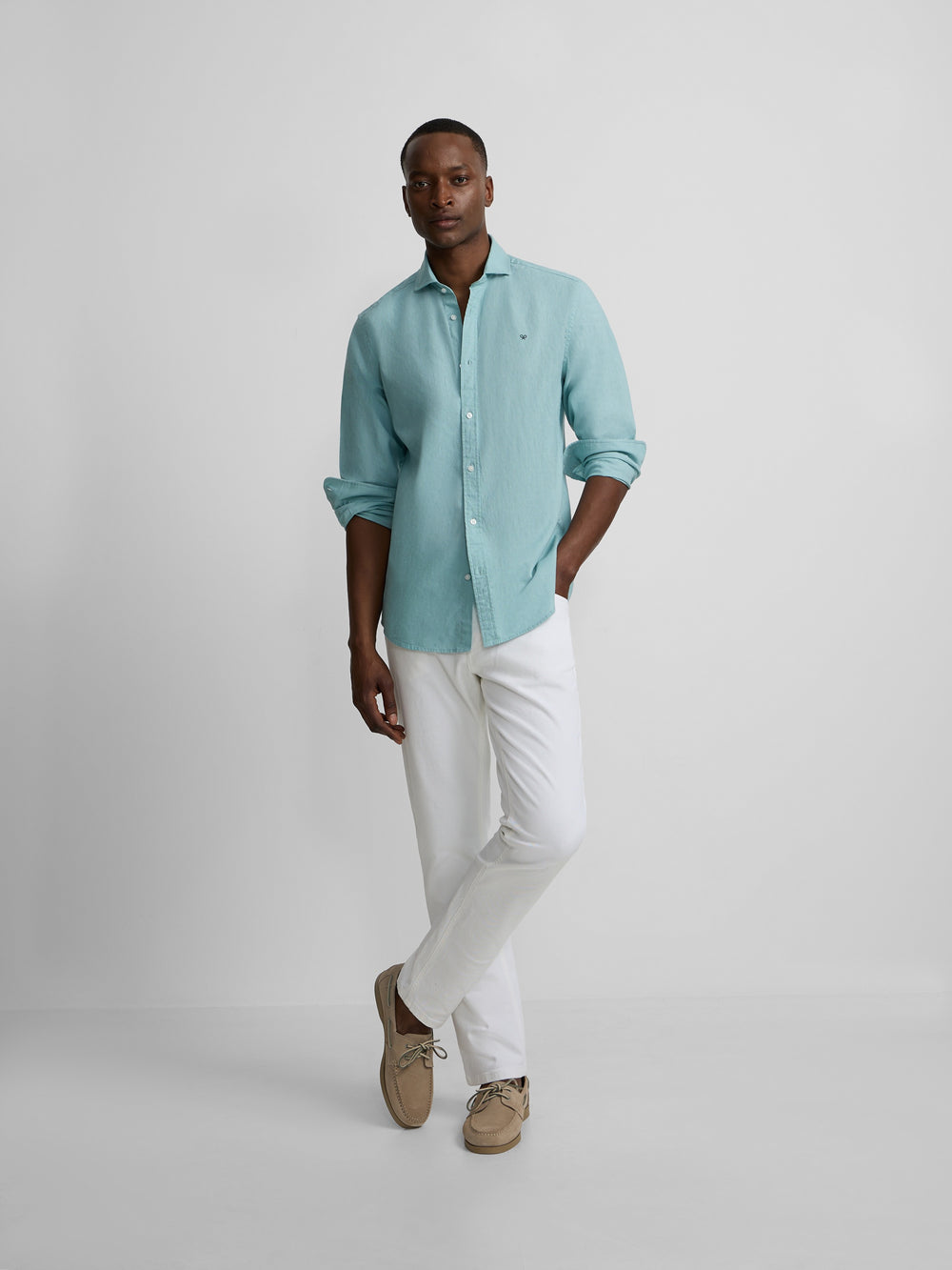 Chemise sport été lin aigue-marine