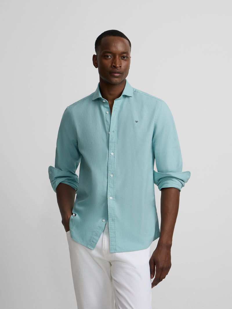 Camisa sport summer lino aguamarina