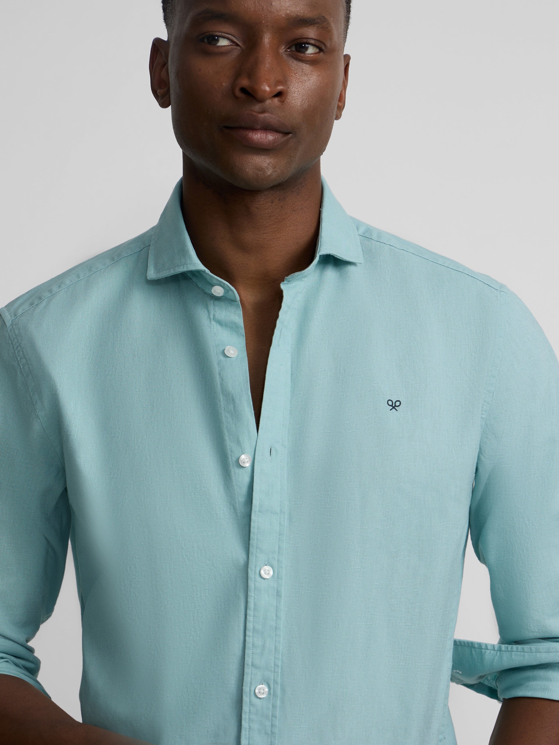 Camisa sport summer linho água-marinha
