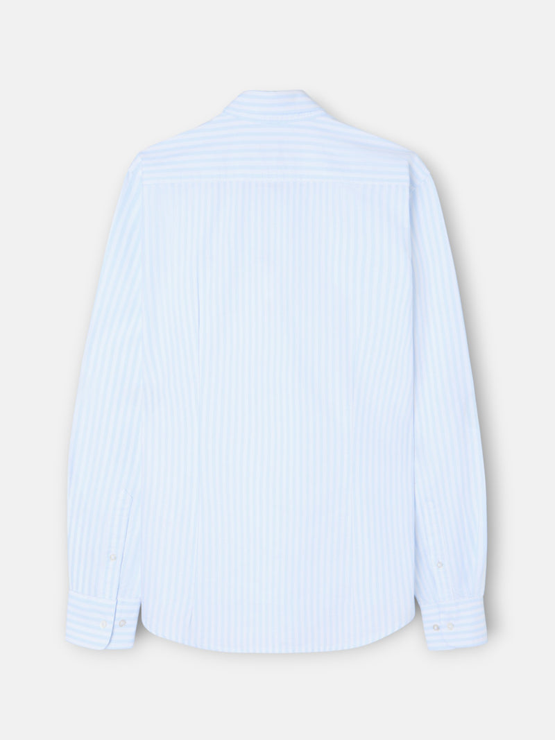 Camisa sport oxford risca média azul celeste